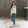 Girls' T-shirts, long sleeves, round necks, autumn / winter styles, fashionable children's sweaters, fungus tops, big kids