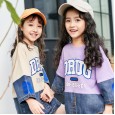 Children's clothing autumn girl T-shirt seven-point sleeve sleeve round neck stitching in the big boy denim jacket tide