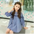 Children's clothing autumn clothing new girls dress long-sleeved striped middle-aged children's A-line skirt