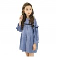 Children's clothing autumn clothing new girls dress long-sleeved striped middle-aged children's A-line skirt