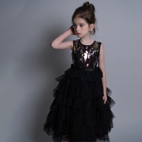 Children's clothing sequins sleeveless princess dress summer girl birthday party show dress