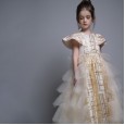 Children's clothing bright silk princess skirt girl layer cake dress