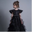 Children's clothing bright silk princess skirt girl layer cake dress