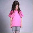 Summer new children's short-sleeved T-shirts boys and girls solid color wild t-shirts big boys knitted cotton shirts
