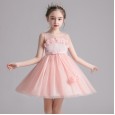 New girl summer style children's clothing princess style dress embroidered foreign fluffy mesh gown dress