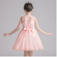 New girl summer style children's clothing princess style dress embroidered foreign fluffy mesh gown dress