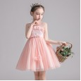 New girl summer style children's clothing princess style dress embroidered foreign fluffy mesh gown dress