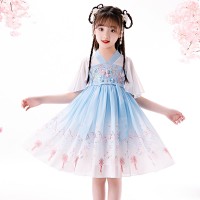 New girl summer dress cotton middle-aged boy Chinese style Han costume costume skirt mesh princess skirt