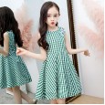 Children's summer new girl plaid vest skirt female baby princess dress