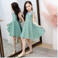 Children's summer new girl plaid vest skirt female baby princess dress