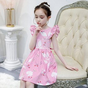 Girls princess skirt new children's clothing children's striped short-sleeved skirt children's dress