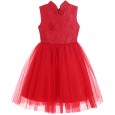 Girls' dresses summer new children's princess dress embroidered mesh tutu skirt show host dress