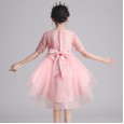 CUHK Girls' Dresses Summer Children's Princess Skirts Trailing Dress Performances Hosting Gauze Skirts