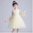 Girls long-sleeved dress spring and autumn new foreign style show dress princess style fluffy mesh skirt