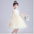 Girls long-sleeved dress spring and autumn new foreign style show dress princess style fluffy mesh skirt