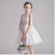 Girls dress embroidered flower dress white summer princess skirt cutout vest puffy mesh skirt show