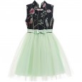 Girls skirt summer small and medium children's dress cheongsam puffy mesh gown skirt princess skirt embroidery dress