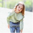 Spring new children's clothing retro polka dot printed long-sleeved shirt double lapel girl shirt