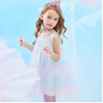 Summer new girl puffy princess skirt children's clothing gradient color sequined mesh sleeveless dress