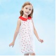 Summer new sleeveless children's dress children's clothing doll lapel strawberry mesh girl dress