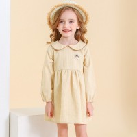 Spring new children's skirt children's spring and autumn children's dress retro small lapel children's dress