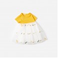Summer new carrot embroidered mesh yarn girl dress children's clothing puffy mesh yarn princess dress
