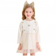 Spring new children's skirt princess skirt love beads embroidered spring and autumn sweater skirt mesh girl dress