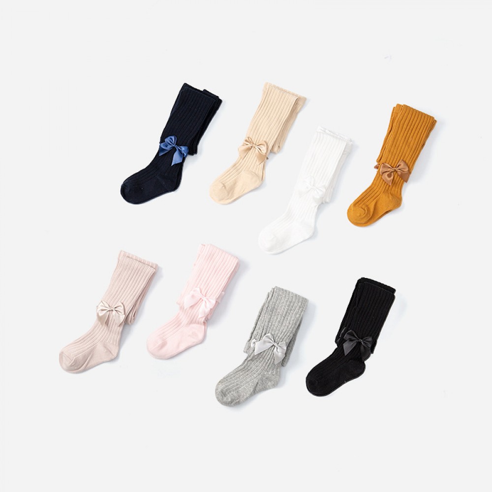 Spring and autumn new 1-7 years old knitted children's dance socks sweet beauty children bow tie pantyhose 1 pair
