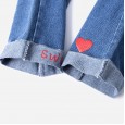 Spring new children's clothing children's jeans love cuffs loose straight girls jeans