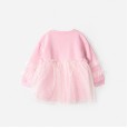 Spring new long-sleeved children's skirt children's clothing fairy sequined mesh girl sweater sweater