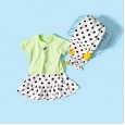 Summer new wave point children's suit children's clothing bright color cartoon three-piece girl suit
