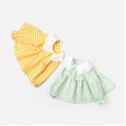 Spring new children's clothing seersucker long-sleeved shirt large lapel Wessey lattice doll skirt