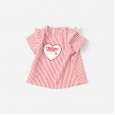 Summer new thin shirt children's clothing girls short-sleeved shirt patch love embroidered striped small shirt