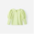 Spring new children's clothing children's T-shirt green fruit collar palace bubble sleeve love printing girls bottoming shirt