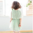Summer new girl's dress children's clothing embroidery applique cape fantasy mesh princess dress