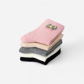 Spring and autumn new 1-7 year old children's socks sweet bowknot girls socks 5 pairs