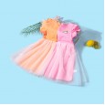 Summer new puffy princess skirt children's clothing cartoon printing mesh girl dress