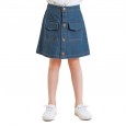 Spring new children's skirt children's spring and autumn A-line skirt single-breasted girls denim skirt