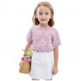 Summer new children's suit children's clothing plaid short-sleeved skirt pants girls suit