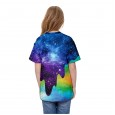 New starry sky digital printing casual short-sleeved T-shirt parent-child clothing new adult clothing children's clothing