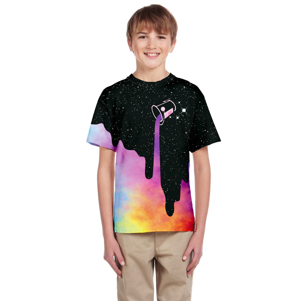New starry sky digital printing casual short-sleeved T-shirt parent-child clothing new adult clothing children's clothing