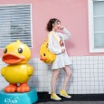 Little yellow duck new dress mid-length hooded fashion print loose long-sleeved sweater women