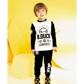 Little yellow duck children's clothing spring and autumn cartoon printing trend boy suit round neck pullover sweater suit
