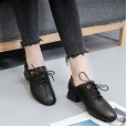 Autumn and winter new top layer cowhide work shoes women lace up professional stewardess OL work shoes leather single shoes women tide