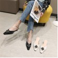 Fashion square head spring wild small square head thick heel with shallow mouth half dragging lazy OL dress women's shoes