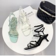 Summer new style Roman thin stone pattern cat heel OL dress female sandals