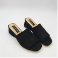 Roman style fashion matte suede open-toe middle-heeled trendy women thick heel half slippers