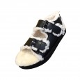 New autumn and winter new fur thick platform muffin shoes Roman double buckle open toe female sandals