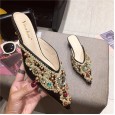 Pointed semi-slipper women's new fashion Baotou Mueller shoes Baotou thin with lazy tow
