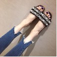 Roman summer flowers flat bottom with half slippers fashion open-toe tassel beaded large size cool girl 40
